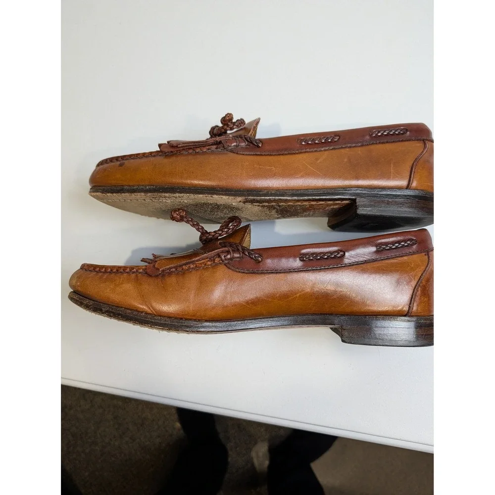 Allen‎ Edmonds Saratoga Loafers Mens 9.5 D Brown Leather Kiltie Tassel 67165 USA